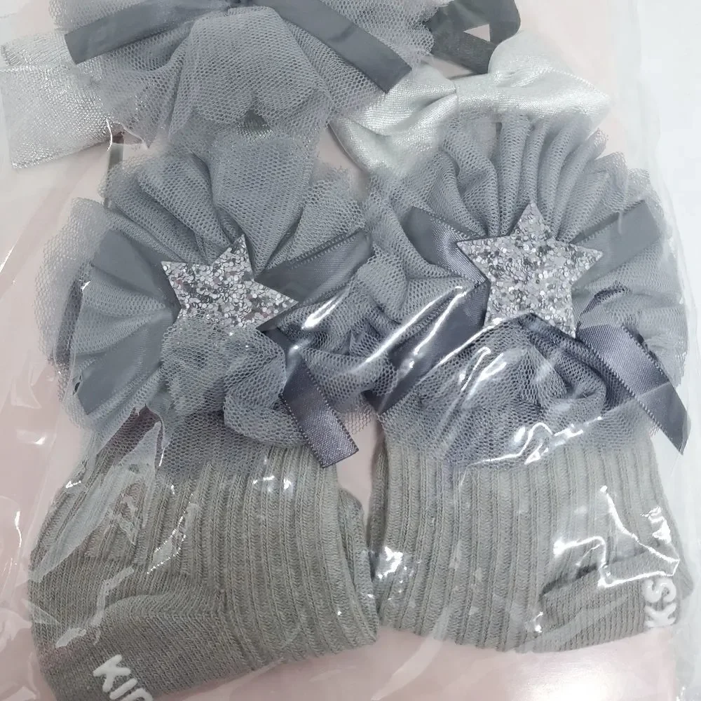NIB Chicbaby Gray & Silver Hair Accessories & Sock